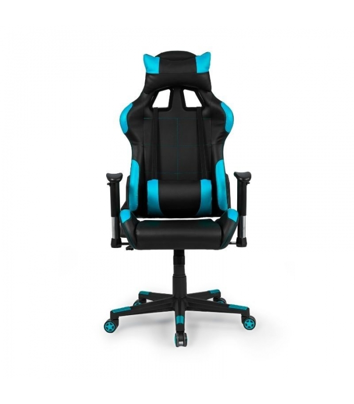Silla de oficina gaming Silverstone negra y azul, ergonómica y cómoda a buen precio. Sayez