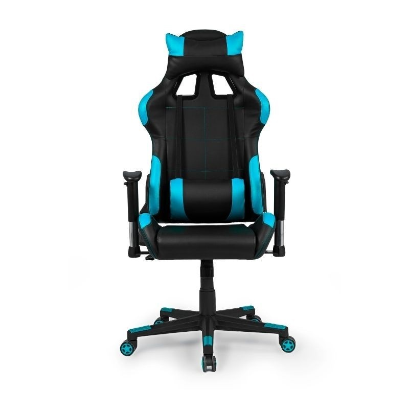Silla de oficina gaming Silverstone negra y azul, ergonómica y cómoda a buen precio. Sayez