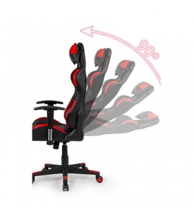 Silla de oficina gaming Silverstone negra y roja, sistema de reclinación con bloqueo, ergonómica y cómoda.  Sayez