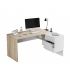 Mesa escritorio con cajonera y estante Blanco y Roble Canadian |SAYEZ|