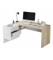 Mesa escritorio con cajonera y estante Blanco y Roble Canadian |SAYEZ|