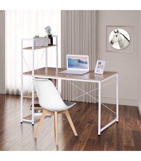 Mesa Escritorio con Estanteria Dobby barato color madera y blanco Sayez