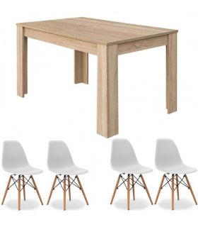 Conjunto Mesa Kendra Roble Canadian y 4 sillas Tower |SAYEZ|