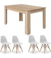 Conjunto Mesa Kendra Roble Canadian y 4 sillas Tower |SAYEZ|