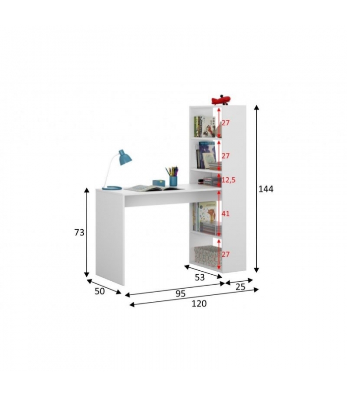 Mesa de escritorio con estantería Duplo