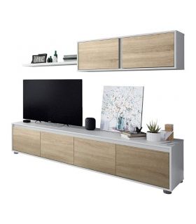 Salón Alida Mediterráneo Blanco Artik y Roble Canadian 200 cm|SAYEZ|