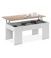 Mesa Centro Elevable Mediterráneo Roble Canadian y Blanco Artik 100 cm |SAYEZ|