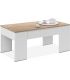Mesa Centro Elevable Mediterráneo Roble Canadian y Blanco Artik 100 cm |SAYEZ|