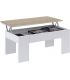 Mesa Centro Elevable Mediterráneo Roble Canadian y Blanco Artik 100 cm|SAYEZ|