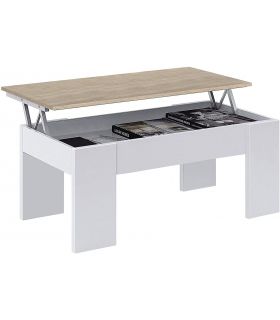Mesa Centro Elevable Mediterráneo Roble Canadian y Blanco Artik 100 cm|SAYEZ|