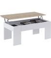 Mesa Centro Elevable Mediterráneo Roble Canadian y Blanco Artik 100 cm|SAYEZ|
