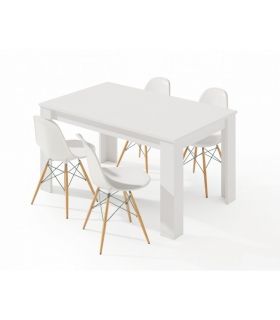 Conjunto Mesa Kendra Blanca y 4 sillas Tower |SAYEZ|