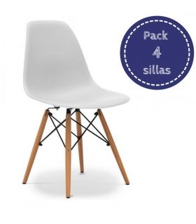 Conjunto Mesa Kendra Blanca y 4 sillas Tower |SAYEZ|