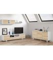 Mueble de salón Belus Blanco y Roble Canadian, en ambiente |SAYEZ|
