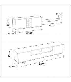 Mueble de salón Belus Blanco y Roble Canadian, pictograma |SAYEZ|