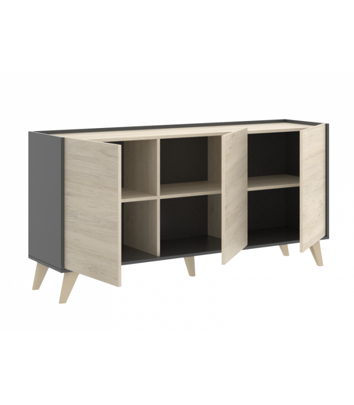 Mueble Aparador Grafito y Natural