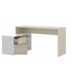 Mesa de escritorio con cajonera y estante Blanco Brillo y Natural |SAYEZ|