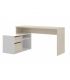 Mesa de escritorio con cajonera y estante Blanco Brillo y Natural |SAYEZ|