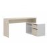 Mesa de escritorio con cajonera y estante Blanco Brillo y Natural |SAYEZ|