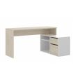 Mesa de escritorio con cajonera y estante Blanco Brillo y Natural |SAYEZ|