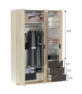 Armario 3 Puertas con 3 Cajones Oxido, pictograma|SAYEZ|