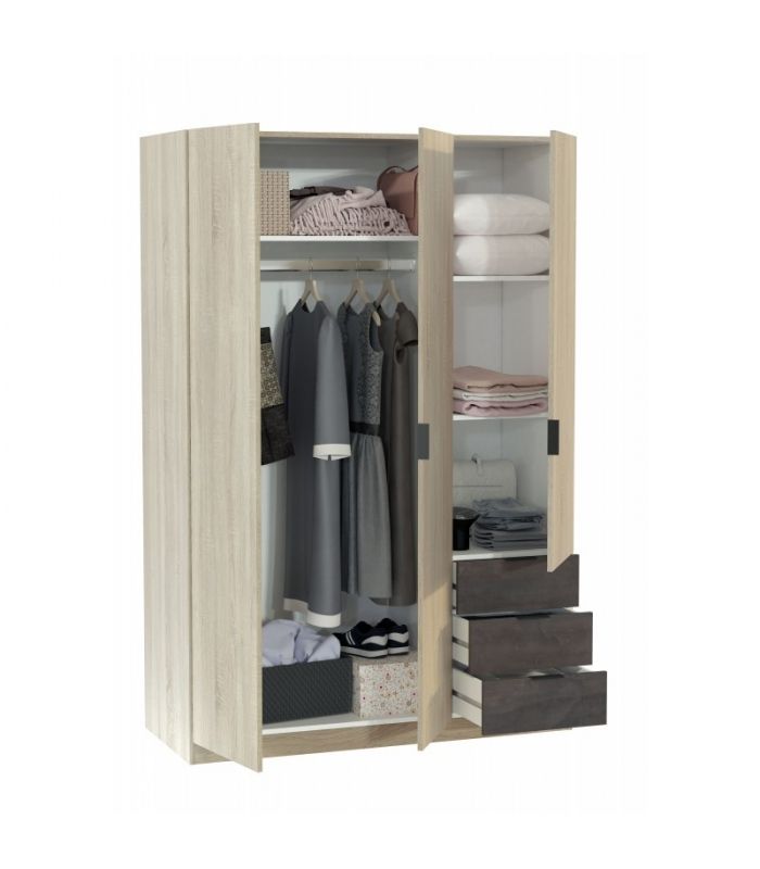 Armario 3 Puertas con 3 Cajones Oxido |SAYEZ|