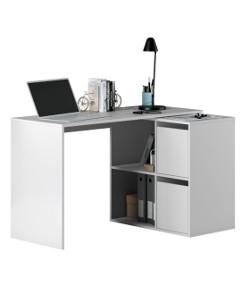 Mesa escritorio adapta multiposición con dos cajones y dos estantes color blanco artik. Sayez