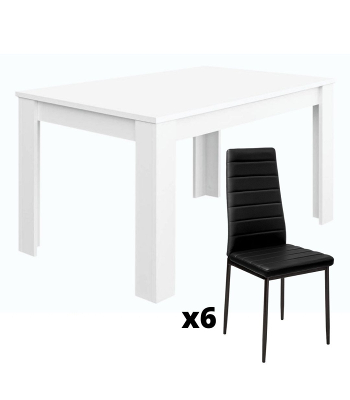 Conjunto Mesa Extensible Kendra y 6 sillas Emi