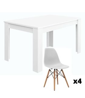 Conjunto Mesa Kendra Blanca y 4 sillas Tower |SAYEZ|