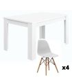 Conjunto Mesa Kendra Blanca y 4 sillas Tower |SAYEZ|