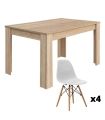 Conjunto Mesa Kendra Roble Canadian y 4 sillas Tower |SAYEZ|