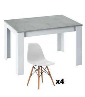 Conjunto Mesa Kendra Cemento y 4 sillas Tower |SAYEZ|