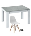 Conjunto Mesa Kendra Cemento y 4 sillas Tower