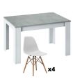 Conjunto Mesa Kendra Cemento y 4 sillas Tower |SAYEZ|