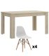 Conjunto Mesa Ness Natural y 4 sillas Tower Blancas |SAYEZ|