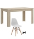 Conjunto Mesa Ness Natural y 4 sillas Tower Blancas