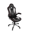 Silla oficina gaming Monza negra y blanca con brazos abatible y ruedas giratorias y antideslizantes