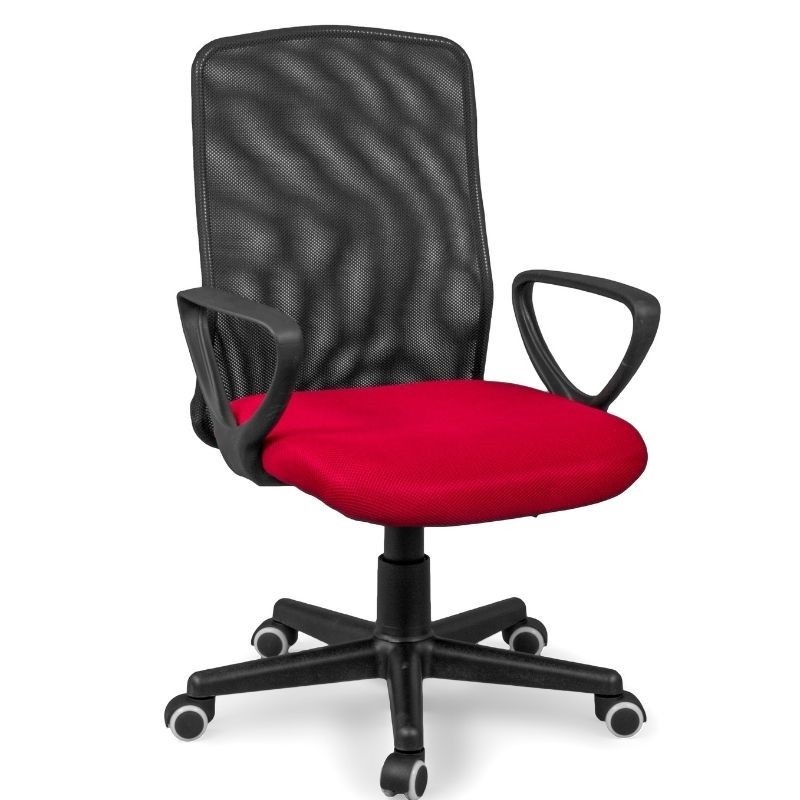 Silla de oficina y escritorio Coco color rojo, cómoda, ergonómica y barata. Sayez