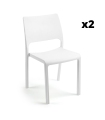 Silla fija apilable Breva color blanco, ergonómica y cómoda, interior y exterior. Pack 2 unidades. Sayez