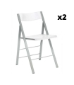 Pack 2 Sillas plegables Pisa color blanco diseño ultrafino ergonómica, cómoda y barata. Sayez