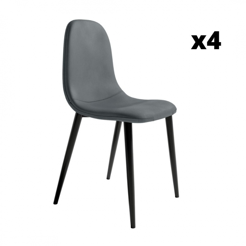 Pack 4 Sillas Oporto color plomo para salón y comedor, silla cómoda y barata. Sayez