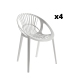 Pack 4 Sillas exterior apilable Ibiza color blanco, ergonómica y cómoda, interior y exterior. Sayez