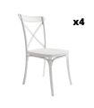 Pack 4 Sillas exterior apilable Roma color blanco, ergonómica y cómoda, interior y exterior. Sayez