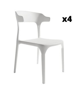 Pack 4 Sillas exterior apilable Pisa color blanco, ergonómica y cómoda, interior y exterior. Sayez