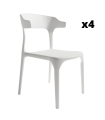 Pack 4 Sillas exterior apilable Pisa color blanco, ergonómica y cómoda, interior y exterior. Sayez