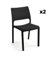 Silla fija apilable Breva color antracita, ergonómica y cómoda, interior y exterior. Pack 2 unidades. Sayez