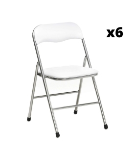 Pack 6 Sillas plegables Ibiza color blanca diseño ergonómica, cómoda y barata, respaldo y asiento acolchados.  Sayez