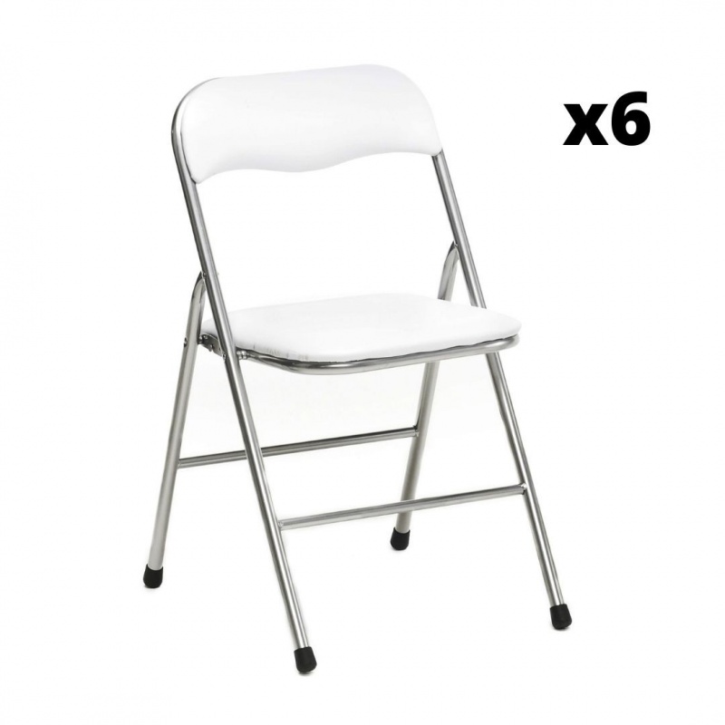 Pack 6 Sillas plegables Ibiza color blanca diseño ergonómica, cómoda y barata, respaldo y asiento acolchados.  Sayez