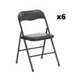 Pack 6 Sillas plegables Ibiza color negro diseño ergonómica, cómoda y barata, respaldo y asiento acolchados. Sayez