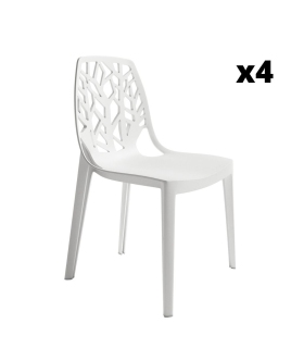 Pack 4 Sillas exterior apilable Praga color blanco, ergonómica y cómoda, interior y exterior. Sayez